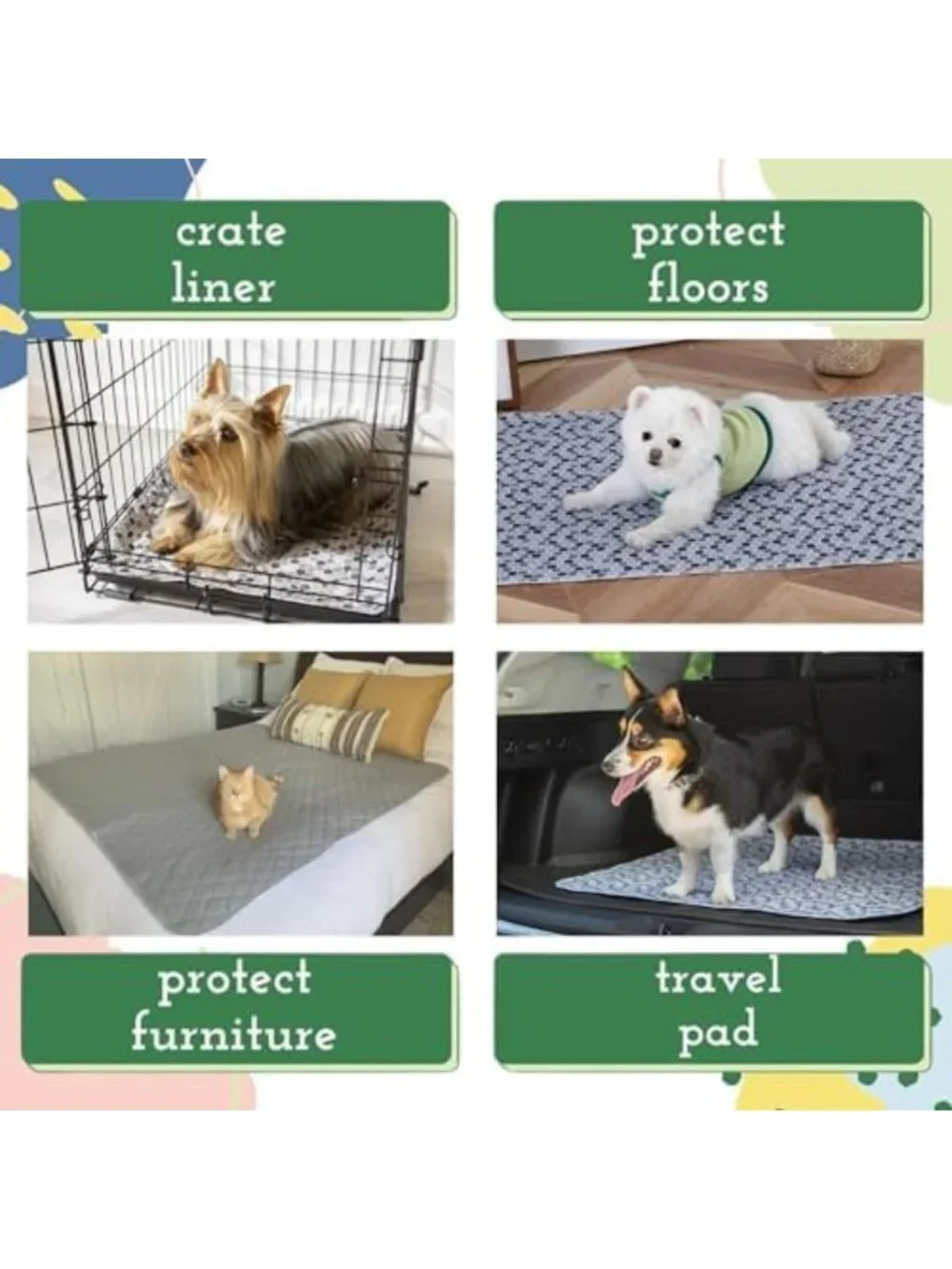 Washable Dog Potty Pads - Reusable Pee Pads for Puppies & Medium Dogs (Set of 2)